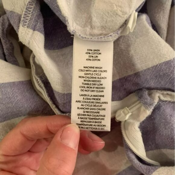 Beach lunch lounge womens tank cropped romper in blue and white striped -S - Picture 7 of 10